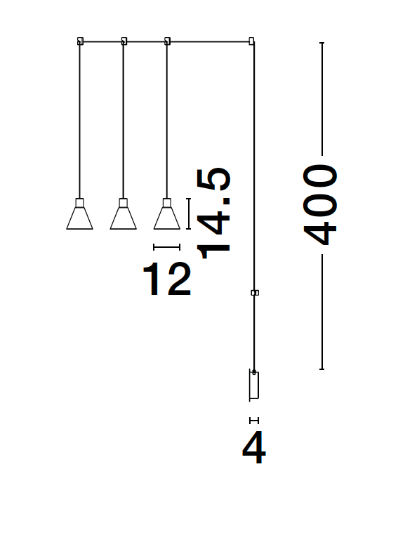 MAR Gold Aluminium & Clear Glass Tripple String Pendant - ID 10150