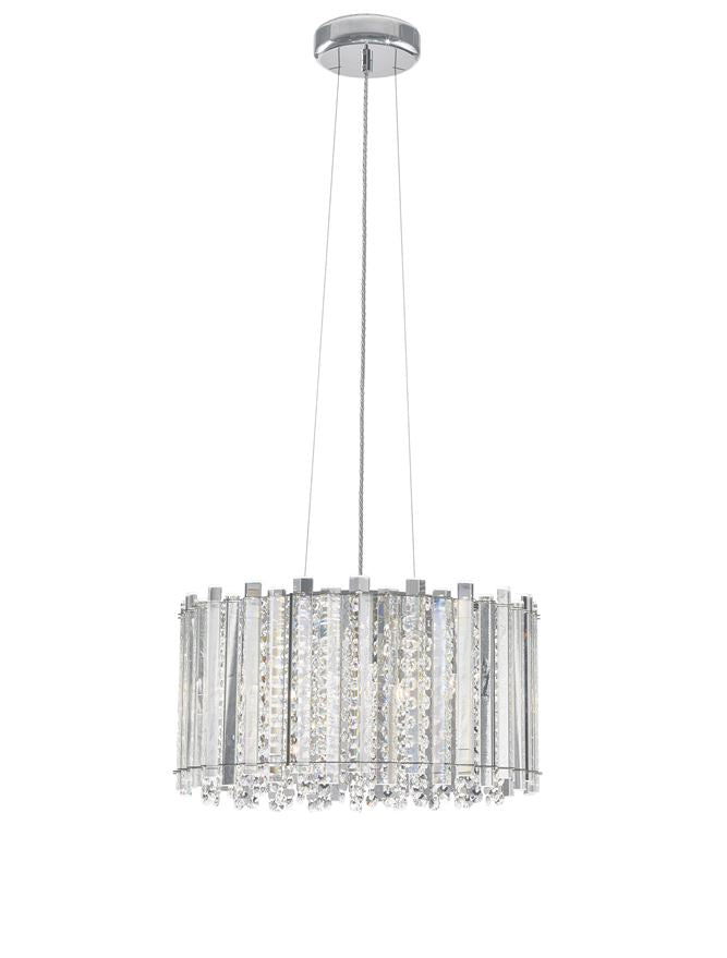 ELE Chrome Aluminium & K9 Crystal Adjustable Circular Pendant - ID 10486