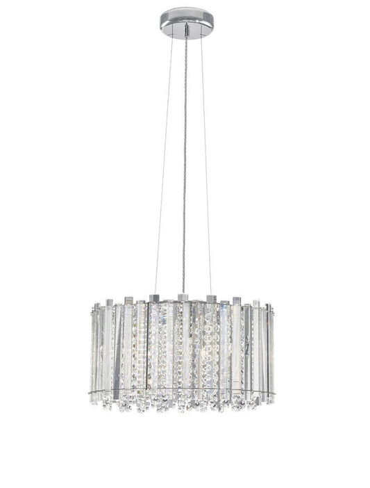ELE Chrome Aluminium & K9 Crystal Adjustable Circular Pendant - ID 10486