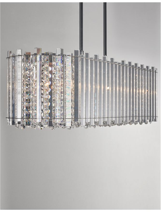 ELE Chrome Aluminium & K9 Crystal Adjustable Oval Pendant - ID 10485