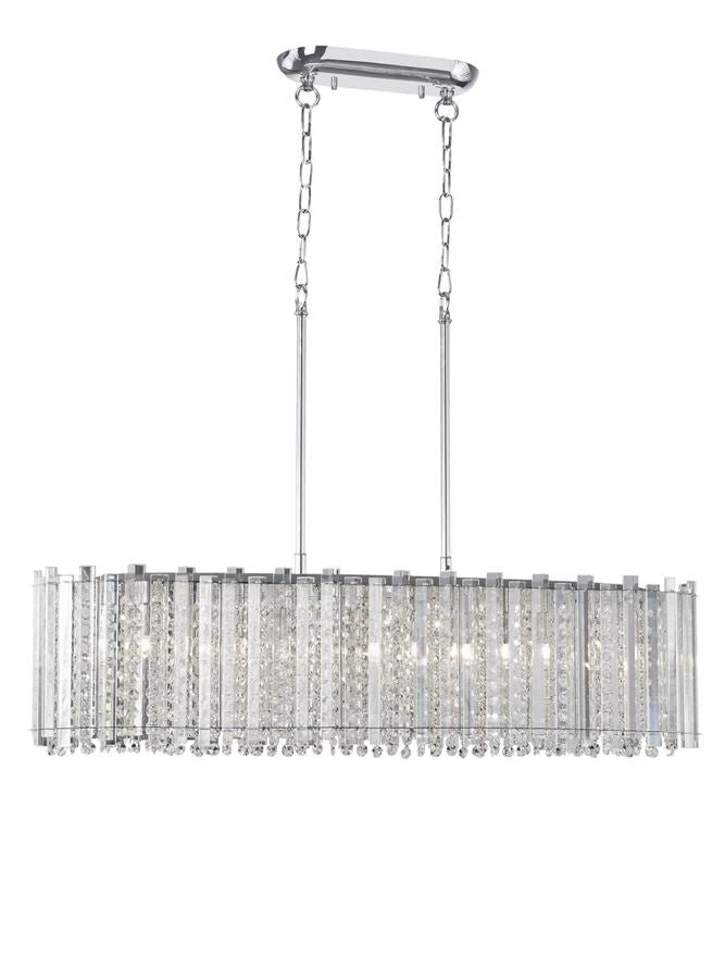 ELE Chrome Aluminium & K9 Crystal Adjustable Oval Pendant - ID 10485