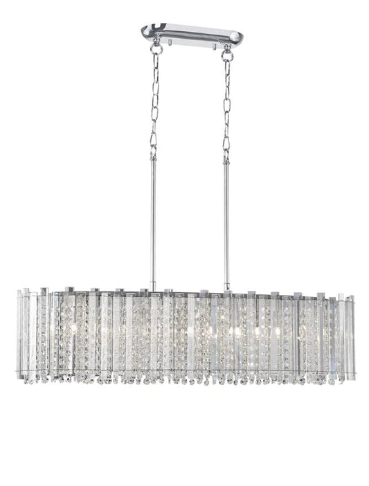 ELE Chrome Aluminium & K9 Crystal Adjustable Oval Pendant - ID 10485