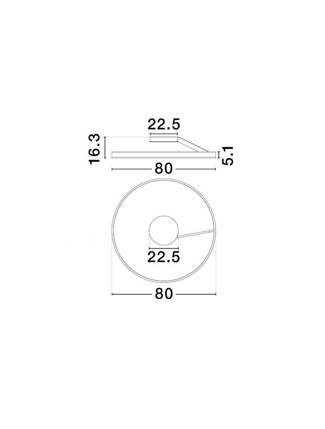 BIA Sandy Black Dual LED Medium 80cm Ring Semi-Flush - ID 14563