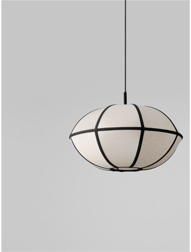 BRE Natural Linen & Black Metal Small Pendant - ID 14540