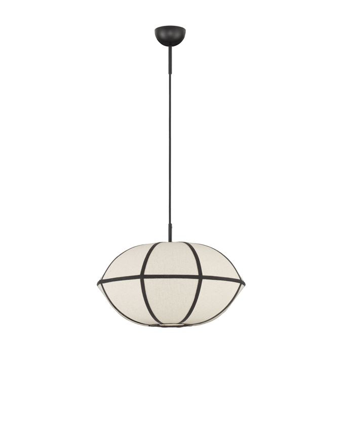 BRE Natural Linen & Black Metal Small Pendant - ID 14540