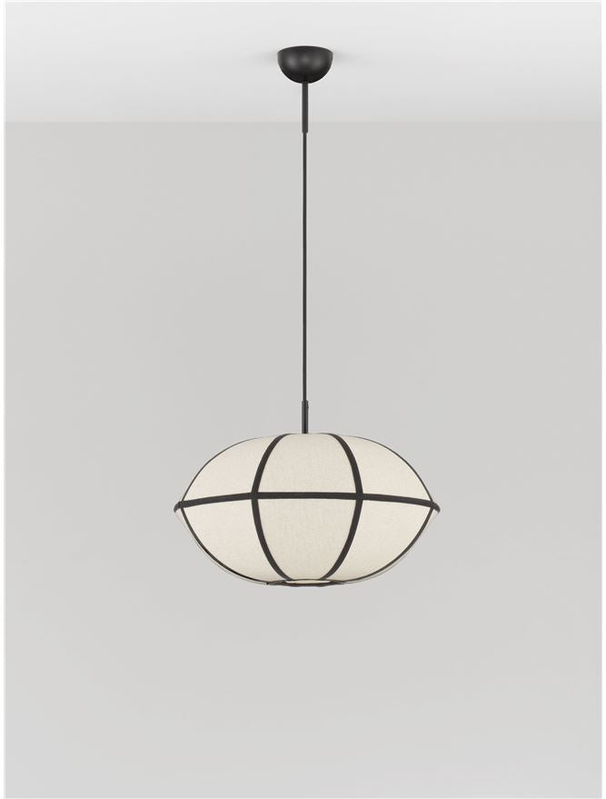 BRE Natural Linen & Black Metal Small Pendant - ID 14540