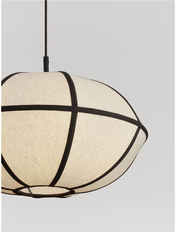 BRE Natural Linen & Black Metal Small Pendant - ID 14540