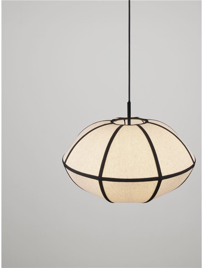 BRE Natural Linen & Black Metal Small Pendant - ID 14540