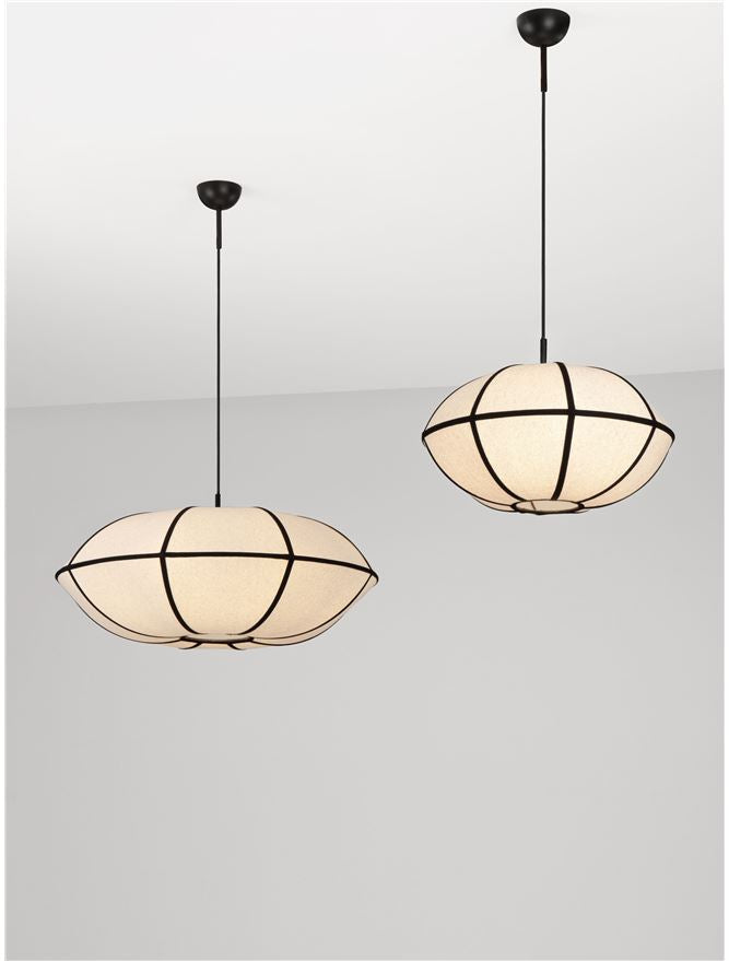 BRE Natural Linen & Black Metal Small Pendant - ID 14540