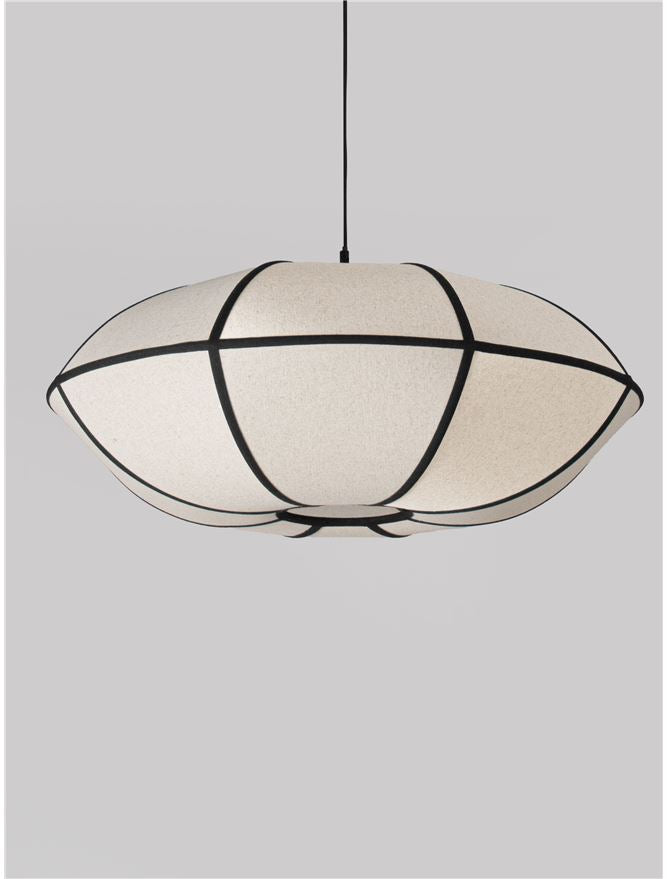 BRE Natural Linen & Black Metal Large Pendant - ID 14539