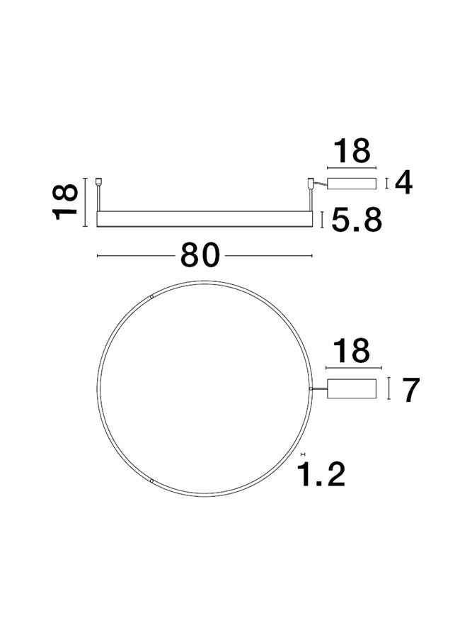 MOT Dimmable Sandy Black Aluminium & Acrylic Ring Semi Flush Medium - ID 12538