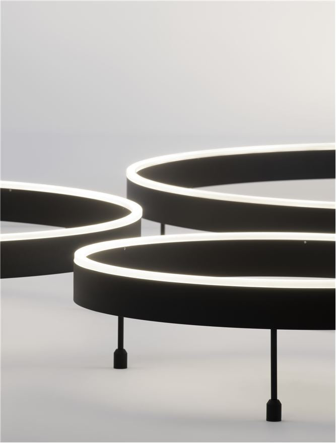 MOT Dimmable Sandy Black Aluminium & Acrylic Ring Semi Flush Large - ID 12539