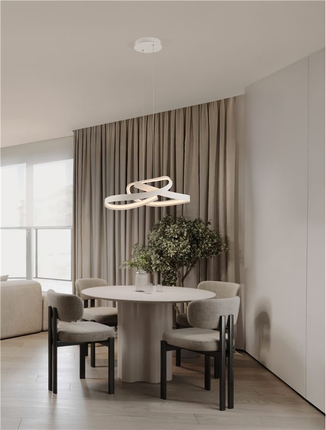 OLI Sandy White Twisted Ring LED Linear Pendant - ID 14403