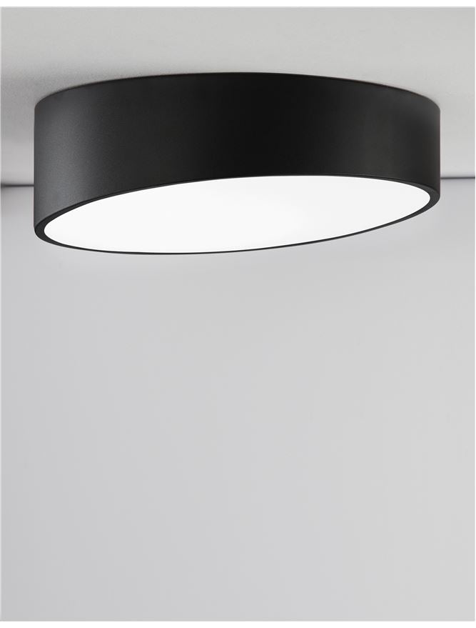 MAGG Diffused Sandy Black Angled Cylinder Medium Flush Ceiling Light - ID 10585