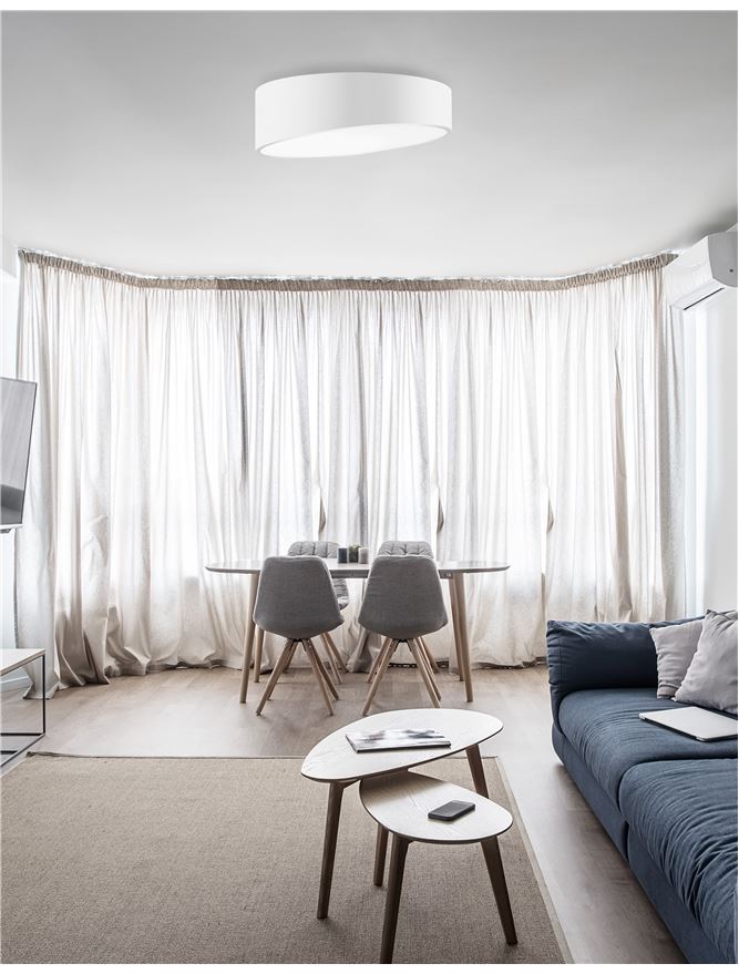 MAGG Diffused Sandy White Angled Cylinder Large Flush Ceiling Light - ID 10588