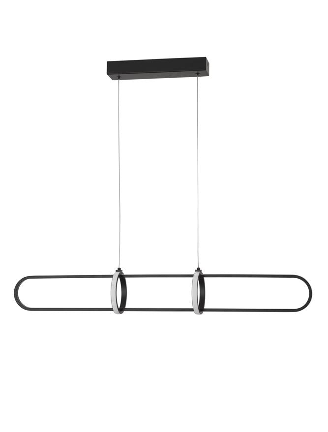 ART Matt Black Aluminium Ringed Oval Pendant - ID 10088