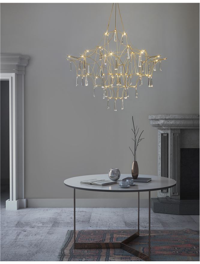 GOR Gold Wire Frame LED Chandelier - ID 10060