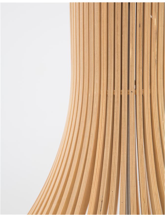SOH Natural Wood & Dark Brown Fabric Cable Single Pendant - ID 10441