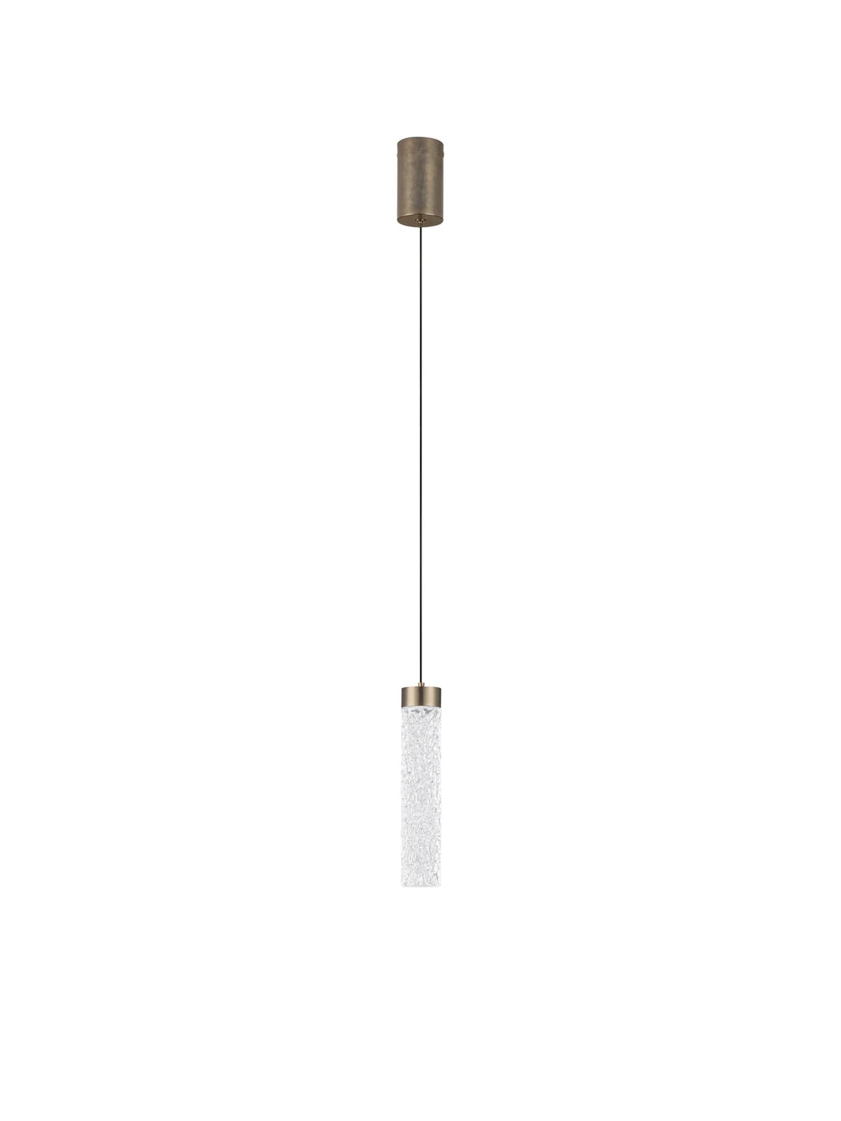 LON Antique Brass & Clear Textured Glass LED Pendant - ID 15117