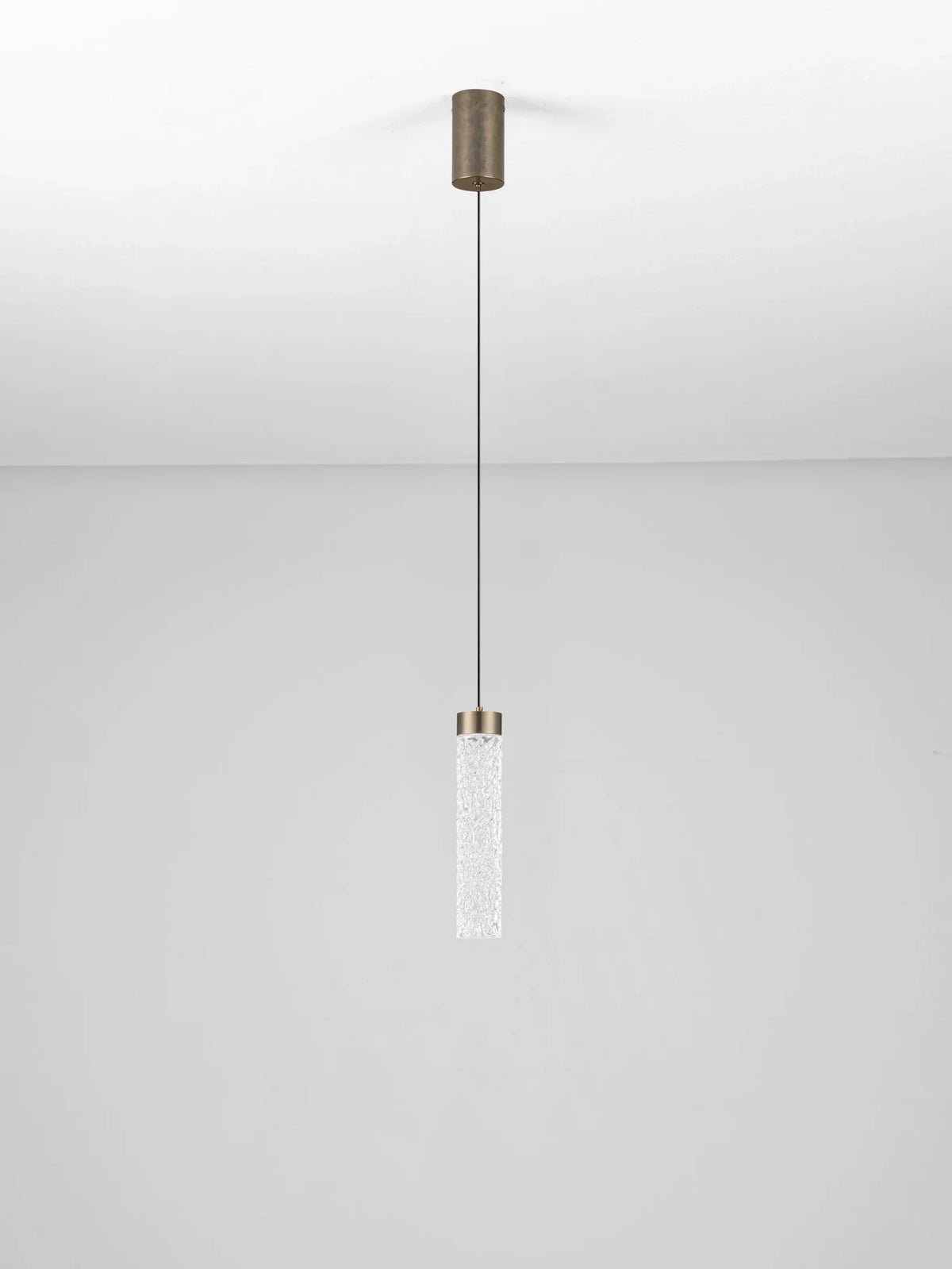 LON Antique Brass & Clear Textured Glass LED Pendant - ID 15117