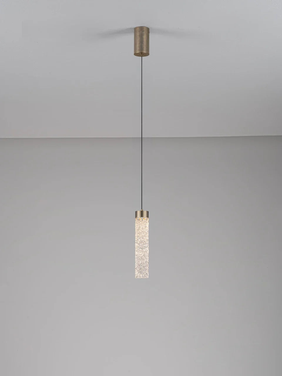 LON Antique Brass & Clear Textured Glass LED Pendant - ID 15117