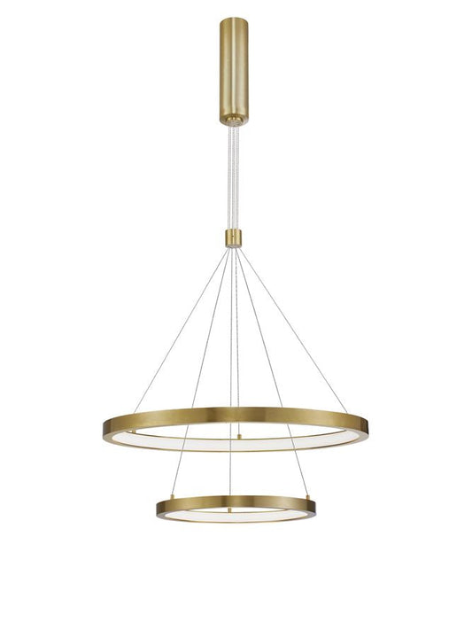 EMP Dimmable Brass Gold Aluminium & Acrylic Twin Ring Pendant - ID 10196