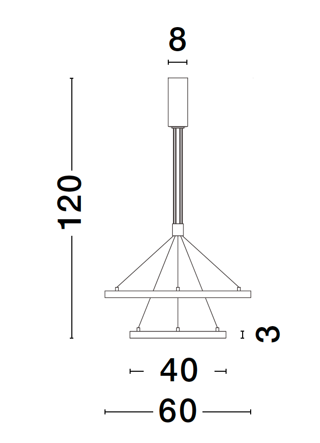EMP Dimmable Brass Gold Aluminium & Acrylic Twin Ring Pendant - ID 10196