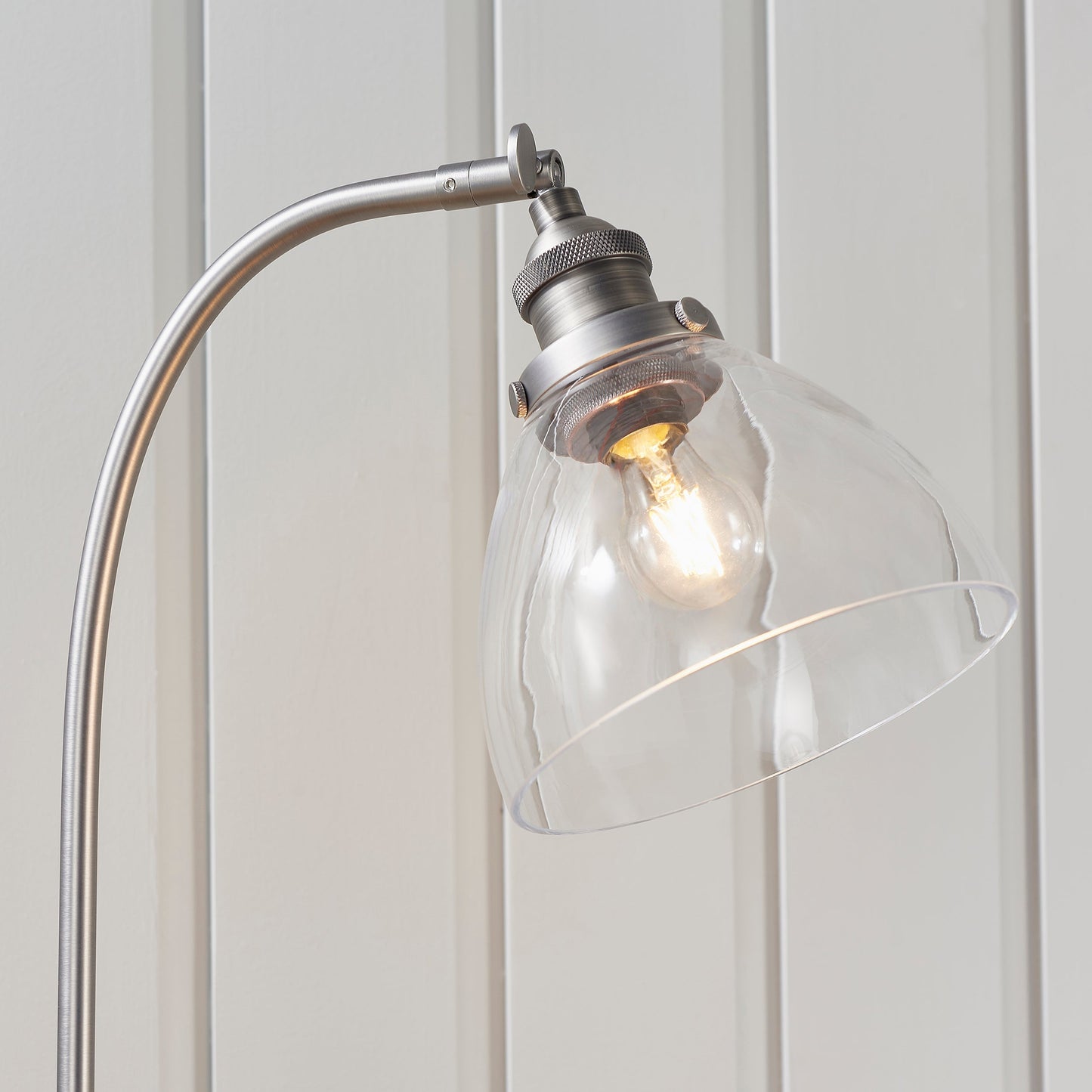 HAN Brushed Silver Table Lamp with Clear Glass Shade - ID 13012