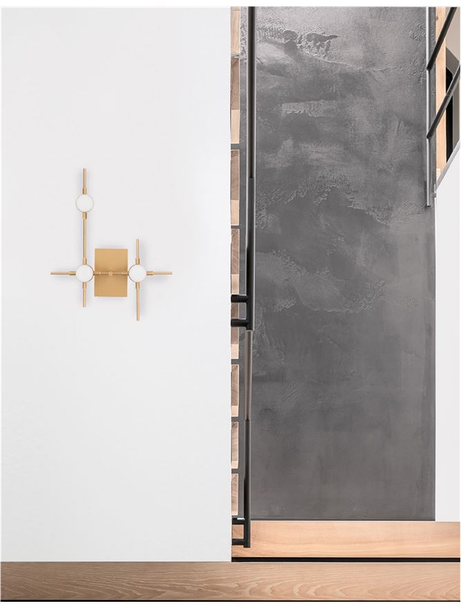 ATO Gold Metal & Acrylic 3 Lamp Molecule Wall Light - ID 10078