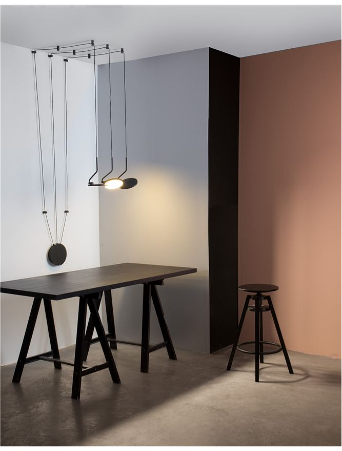 LUC Sandy Black Aluminium & Acrylic Tripple String Pendant - ID 10147