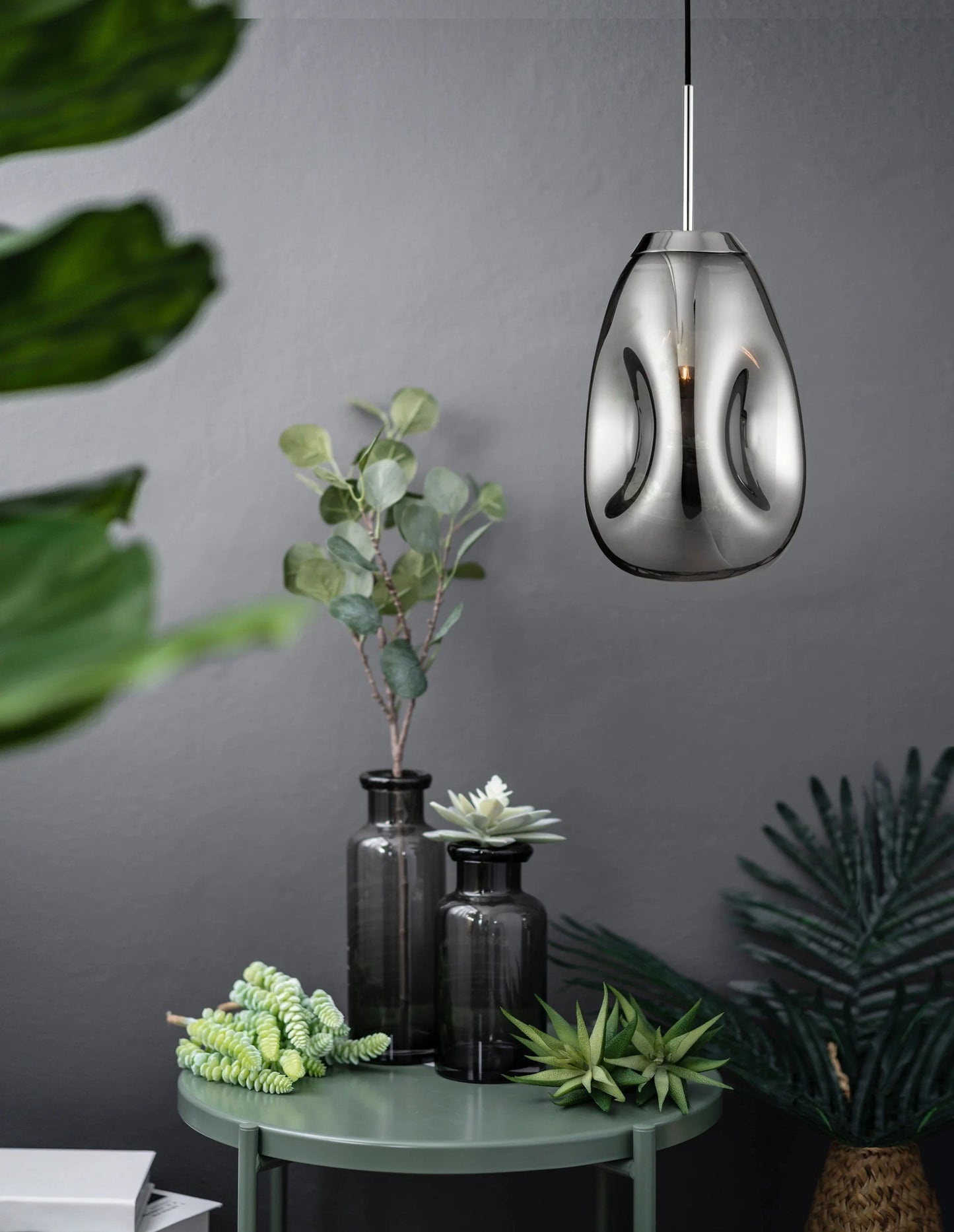VAL Chrome Finish Dimpled Lozenge Single Pendant - ID 14806