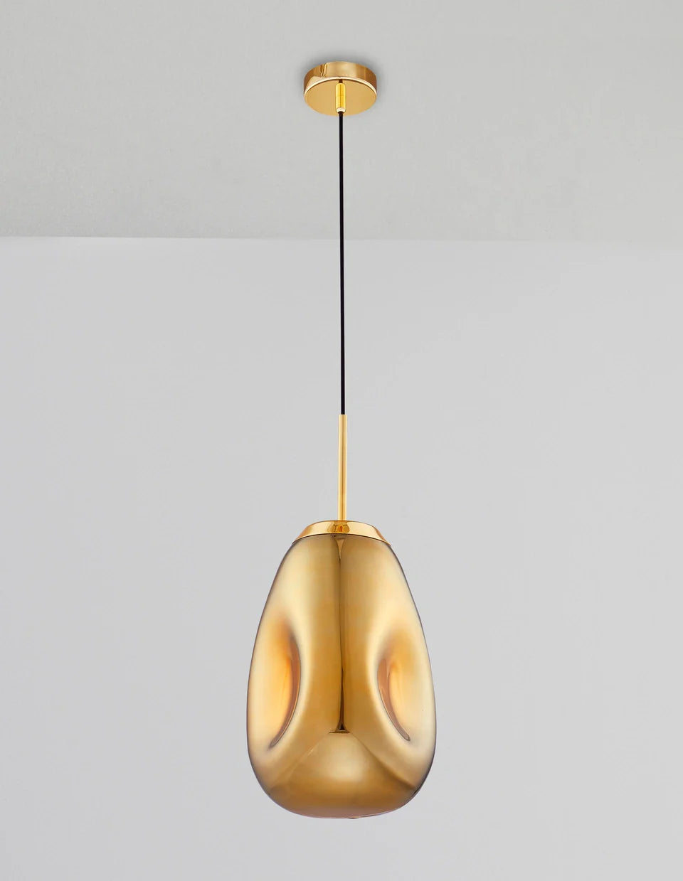VAL Gold Finish Dimpled Lozenge Single Pendant - ID 14808