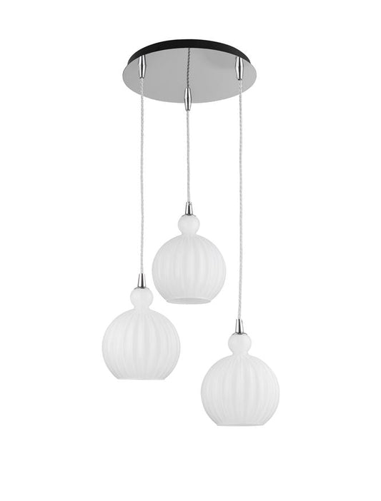 ODE Opal Glass & Chrome Aluminium Finish Multiple Drop Pendant - ID 10020