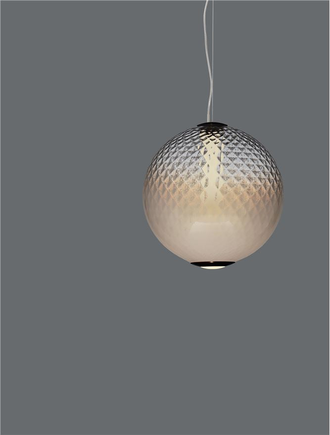 AOR Textured Opal Glass and Brushed Grey Metal Sphere Pendant - ID 14123