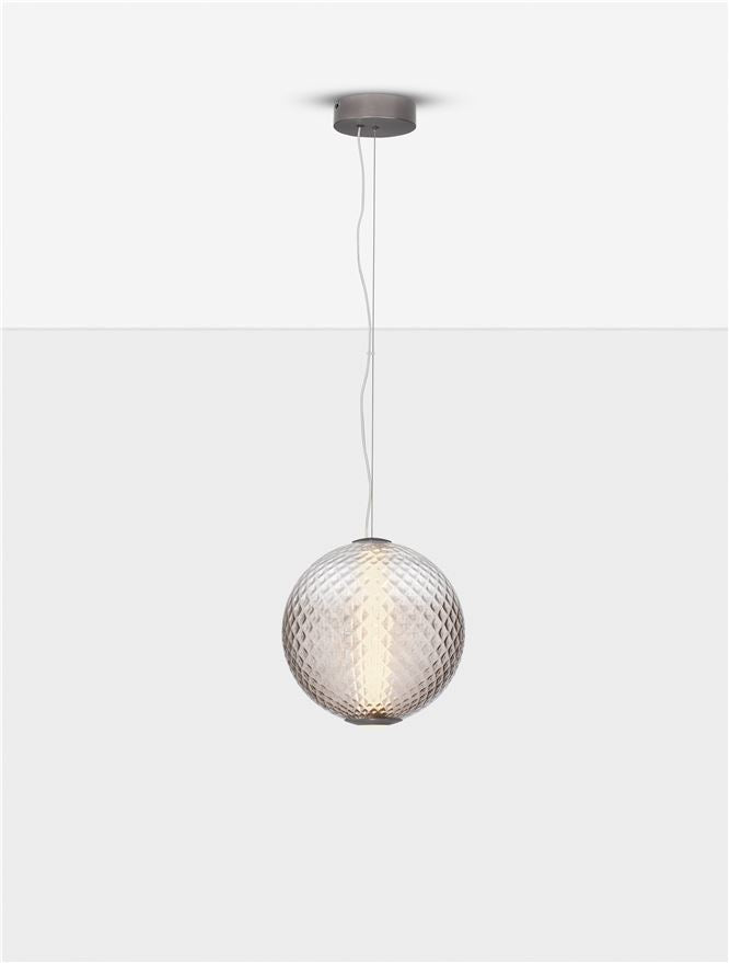 AOR Textured Brown Gradient Glass and Brushed Grey Metal Sphere Pendant - ID 14124