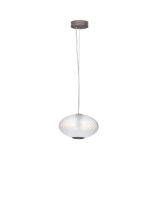 AOR Textured Opal Glass and Brushed Grey Metal Squash Pendant - ID 14120
