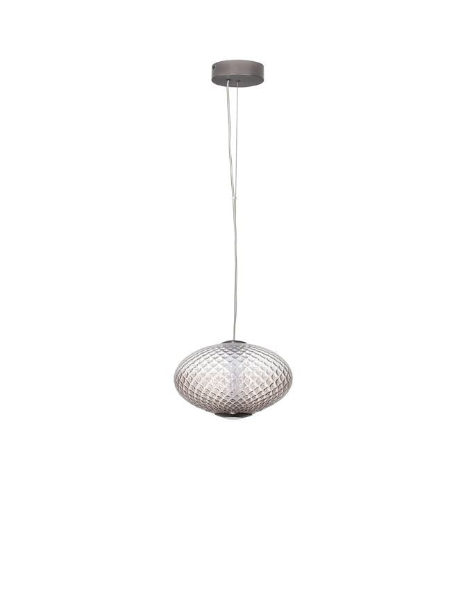 AOR Textured Brown Gradient Glass and Brushed Grey Metal Squash Pendant - ID 14121