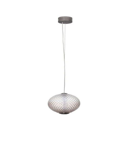 AOR Textured Brown Gradient Glass and Brushed Grey Metal Squash Pendant - ID 14121
