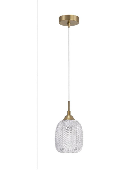 VAR Clear Waved Glass & Satin Gold Metal Single Pendant - ID 10031