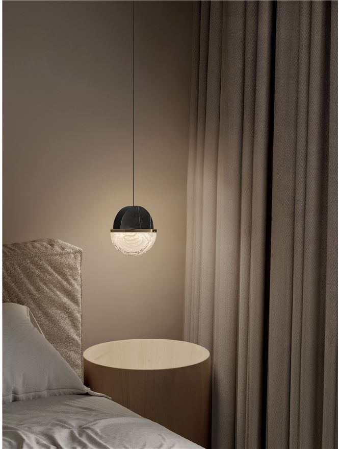 DOR Faux Black Marble & Cloud Glass Pendant - ID 14143