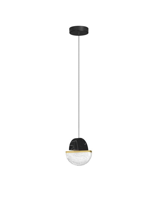 DOR Faux Black Marble & Cloud Glass Pendant - ID 14143
