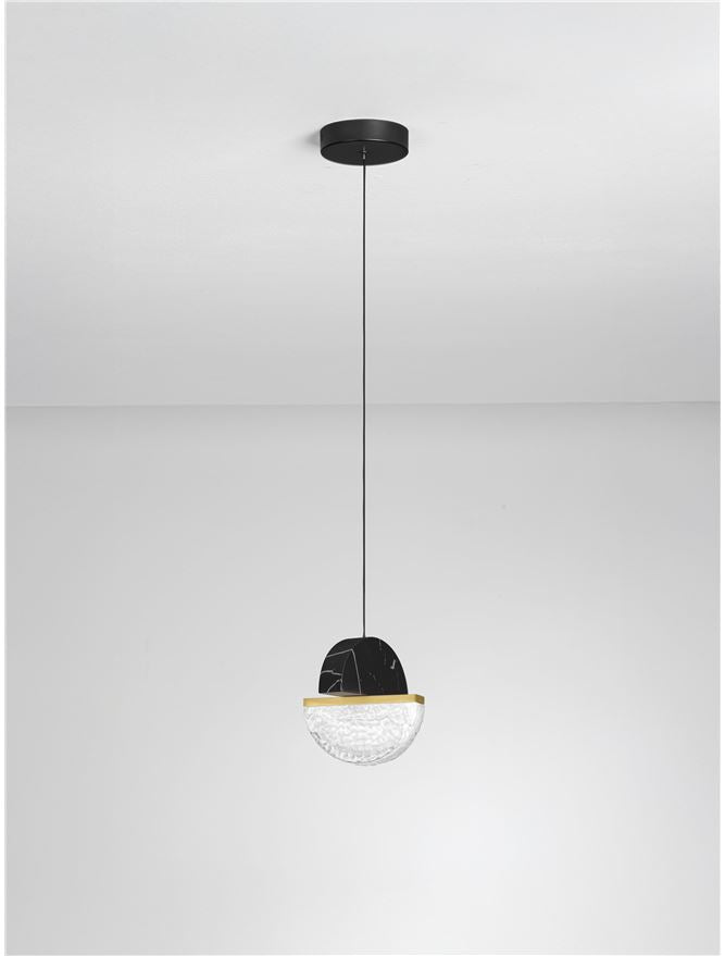DOR Faux Black Marble & Cloud Glass Pendant - ID 14143