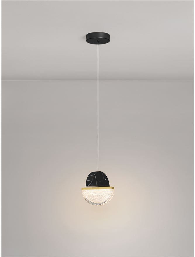 DOR Faux Black Marble & Cloud Glass Pendant - ID 14143
