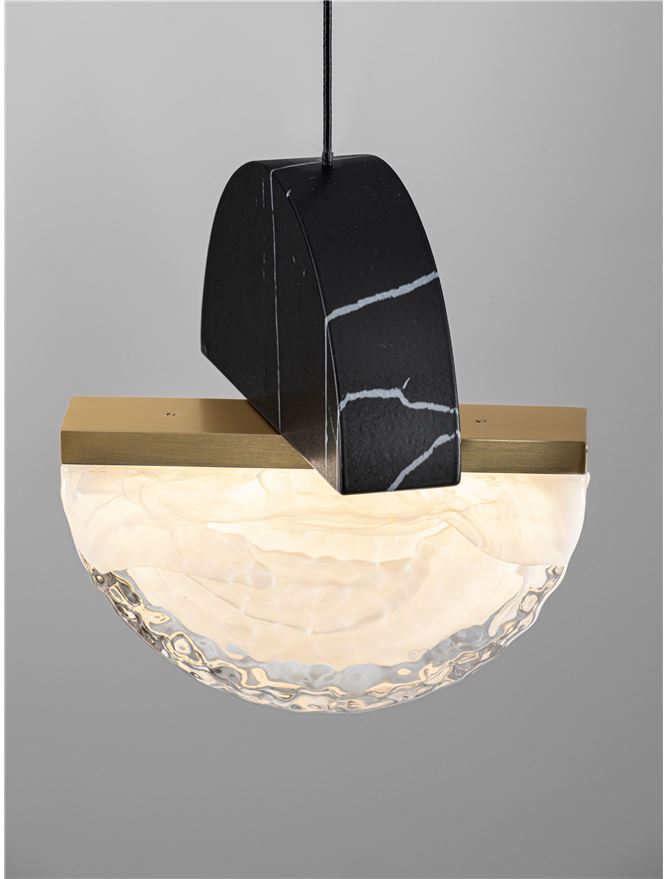 DOR Faux Black Marble & Cloud Glass Pendant - ID 14143