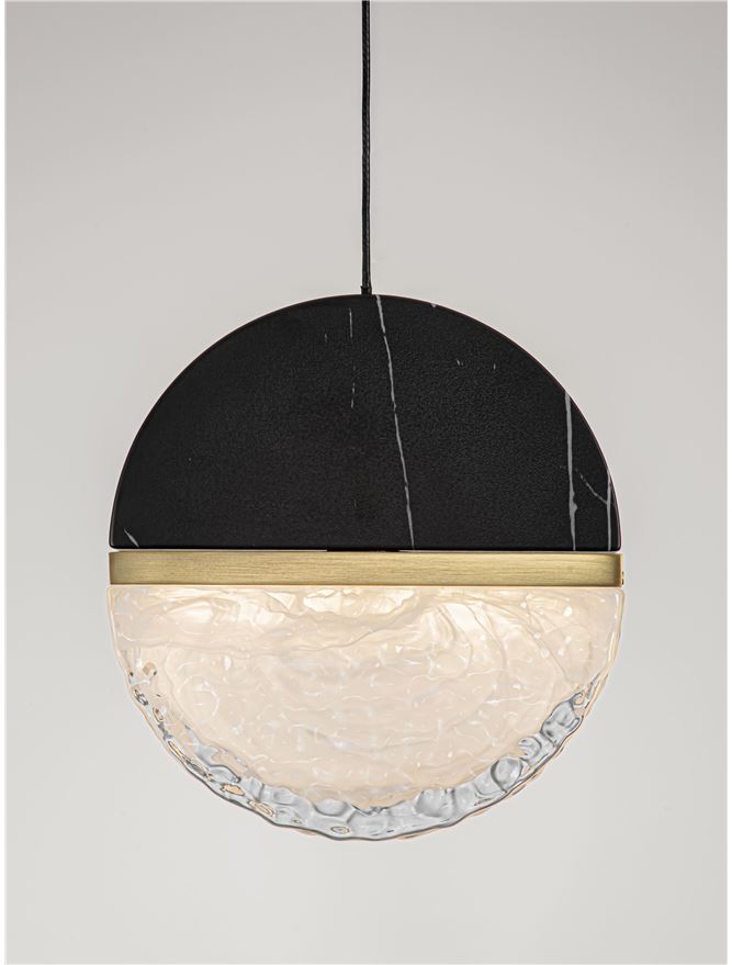 DOR Faux Black Marble & Cloud Glass Pendant - ID 14143