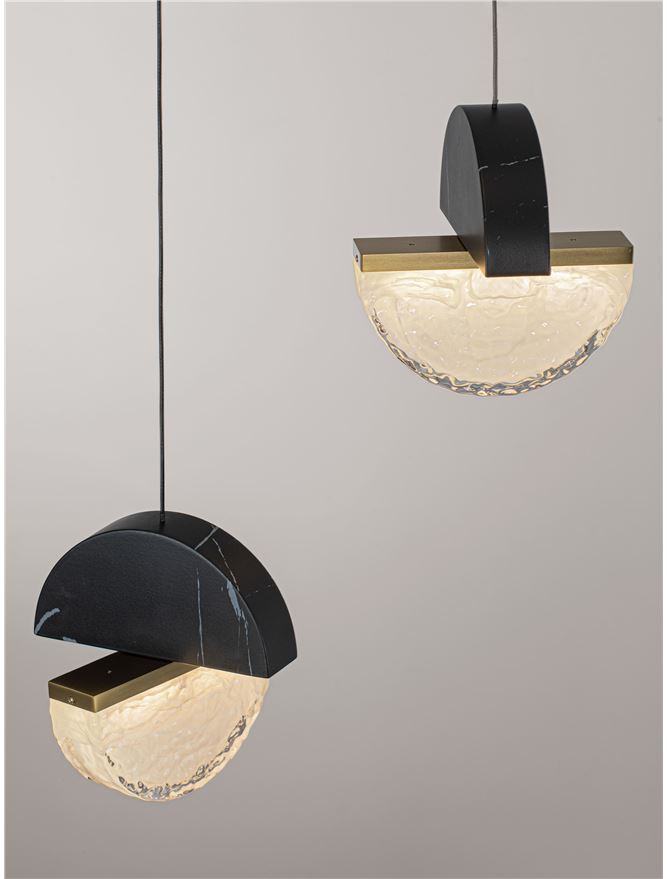 DOR Faux Black Marble & Cloud Glass 3 Light Multi Pendant - ID 14147