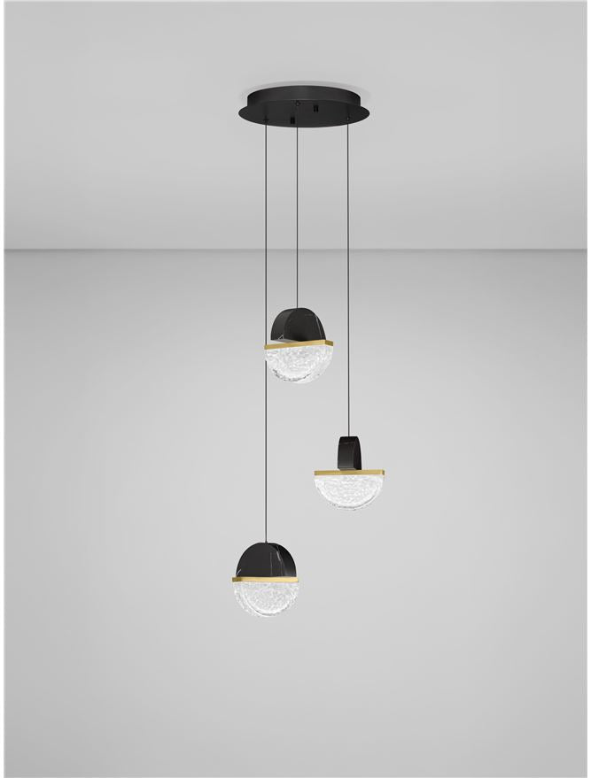 DOR Faux Black Marble & Cloud Glass 3 Light Multi Pendant - ID 14147