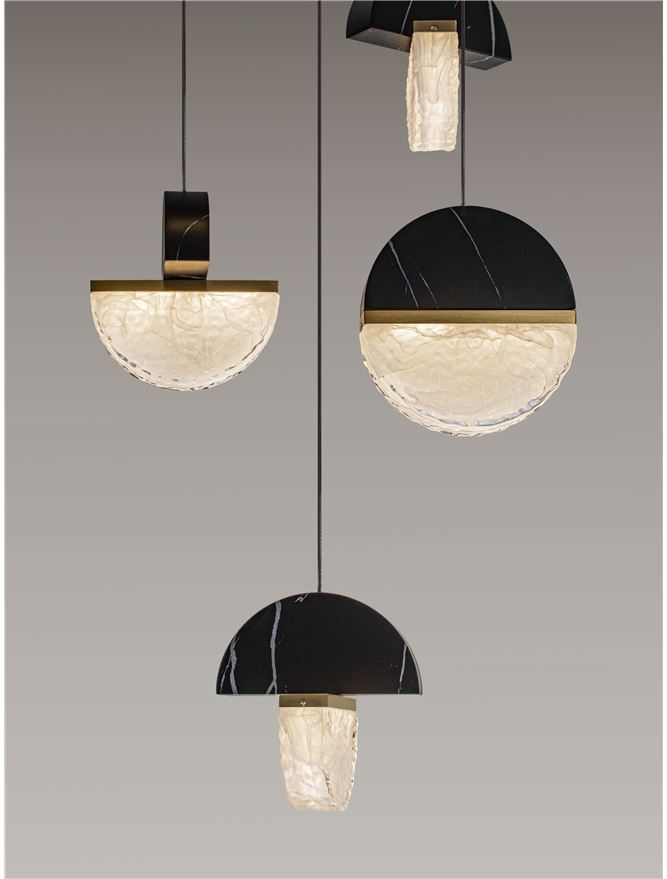 DOR Faux Black Marble & Cloud Glass 5 Light Multi Pendant - ID 14149