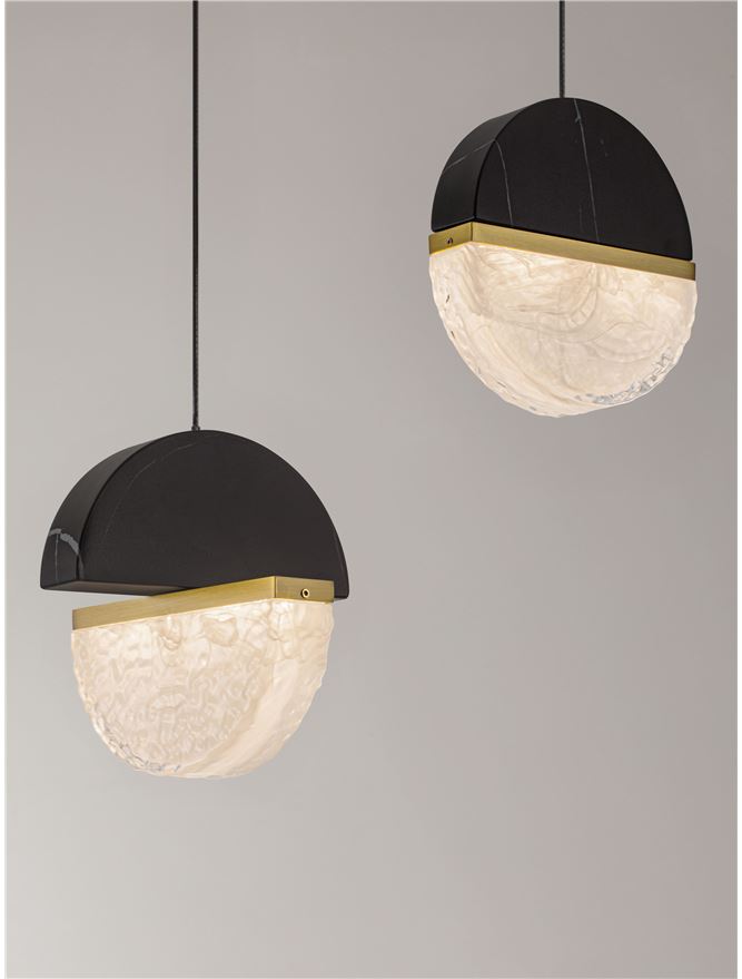 DOR Faux Black Marble & Cloud Glass 5 Light Linear Pendant - ID 14151