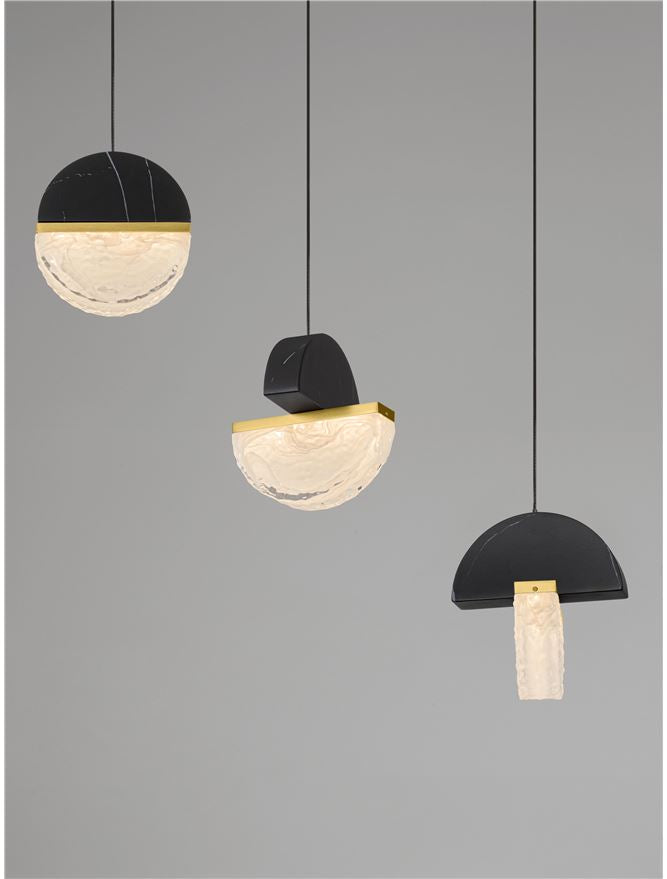 DOR Faux Black Marble & Cloud Glass 5 Light Linear Pendant - ID 14151